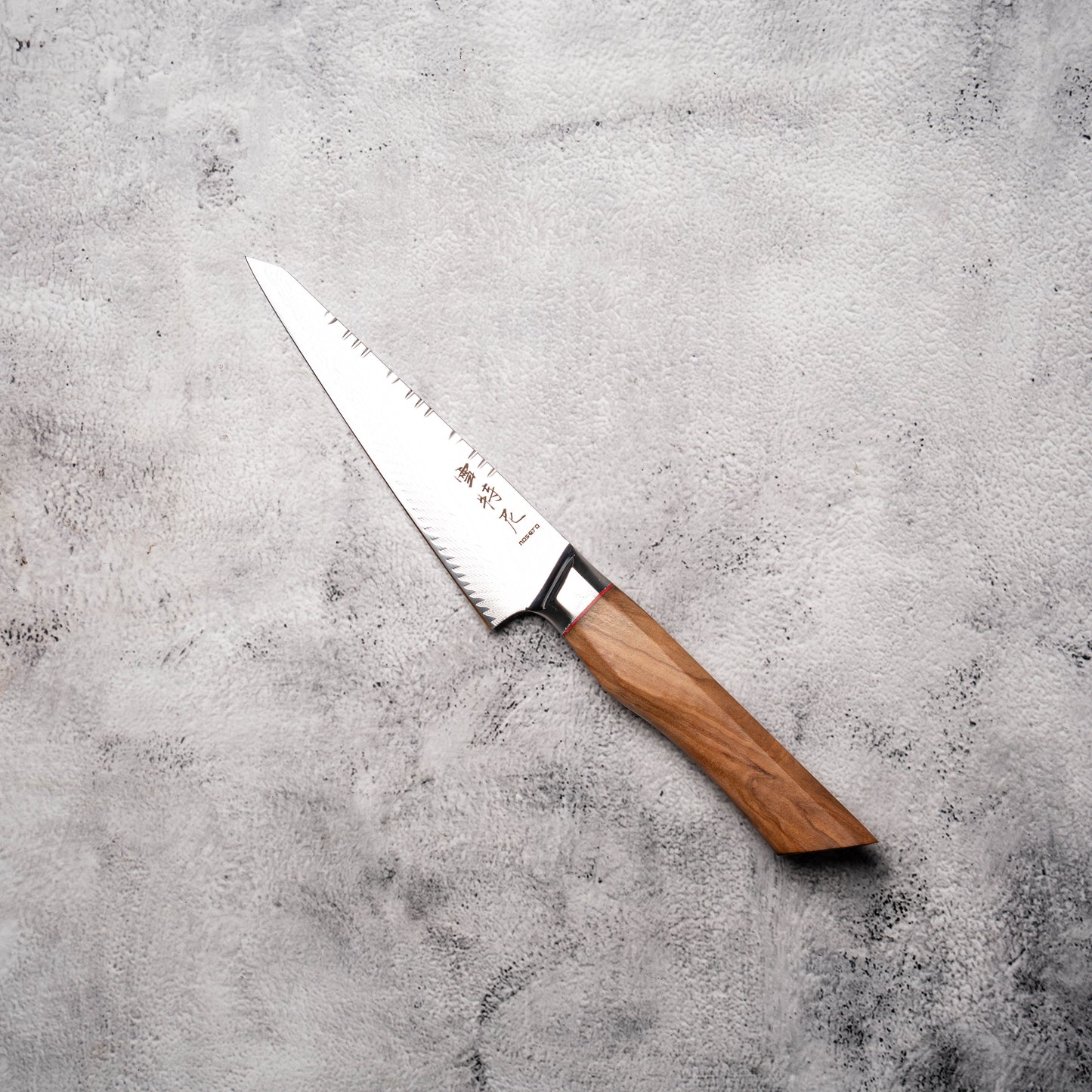 Noseto Modern Petty 150mm AUS10 73 Layer Damascus with Pakka Wood Handle