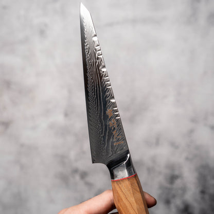 Noseto Modern Petty 150mm AUS10 73 Layer Damascus with Pakka Wood Handle