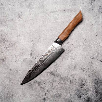 Noseto Modern Gyuto 210mm AUS10 73 Layer Damascus with Olive Wood Handle