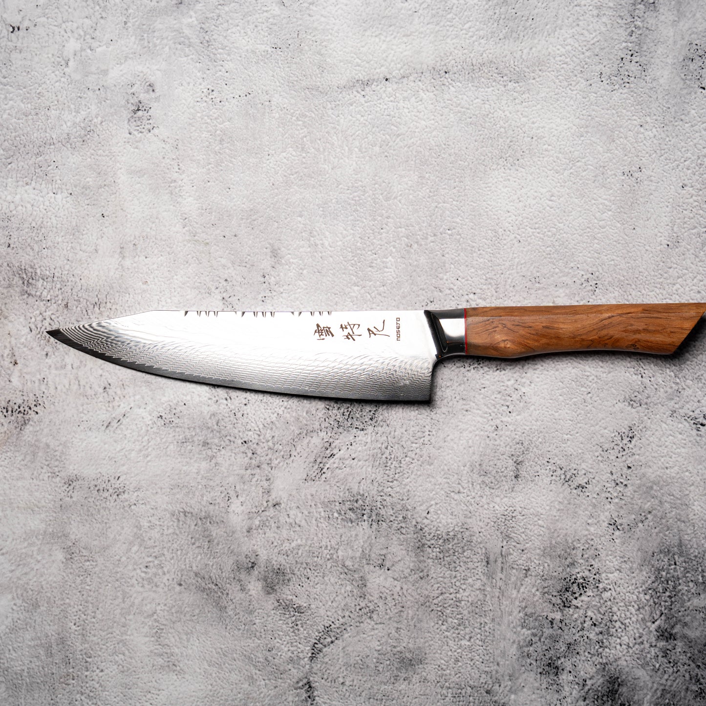 Noseto Modern Gyuto 210mm AUS10 73 Layer Damascus with Olive Wood Handle