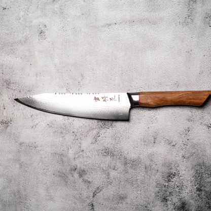 Noseto Modern Gyuto 210mm AUS10 73 Layer Damascus with Olive Wood Handle