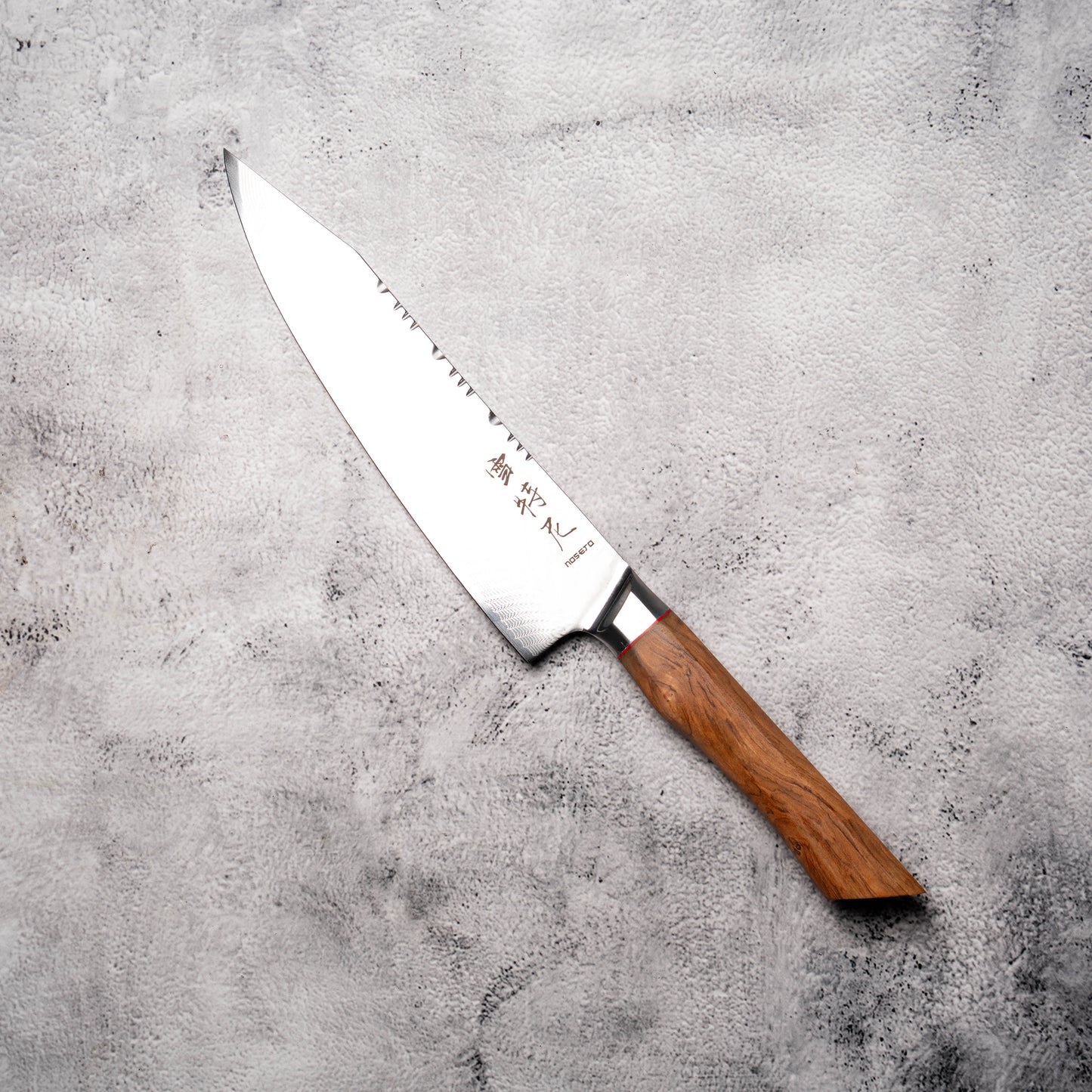 Noseto Modern Gyuto 210mm AUS10 73 Layer Damascus with Olive Wood Handle