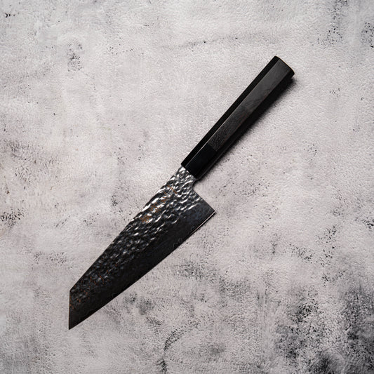 Noseto Fat Bunka 180mm VG10 Damascus with Buffalo Horn & Ebony Handle