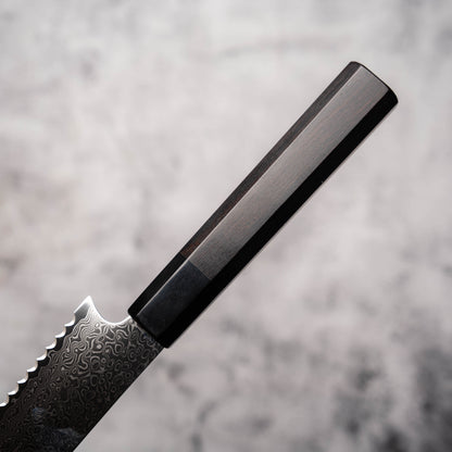 Noseto Bread Knife 240mm 67 Layer Damascus Steel with Buffalo Horn & Ebony Octagonal Handle