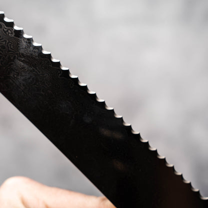 Noseto Bread Knife 240mm 67 Layer Damascus Steel with Buffalo Horn & Ebony Octagonal Handle