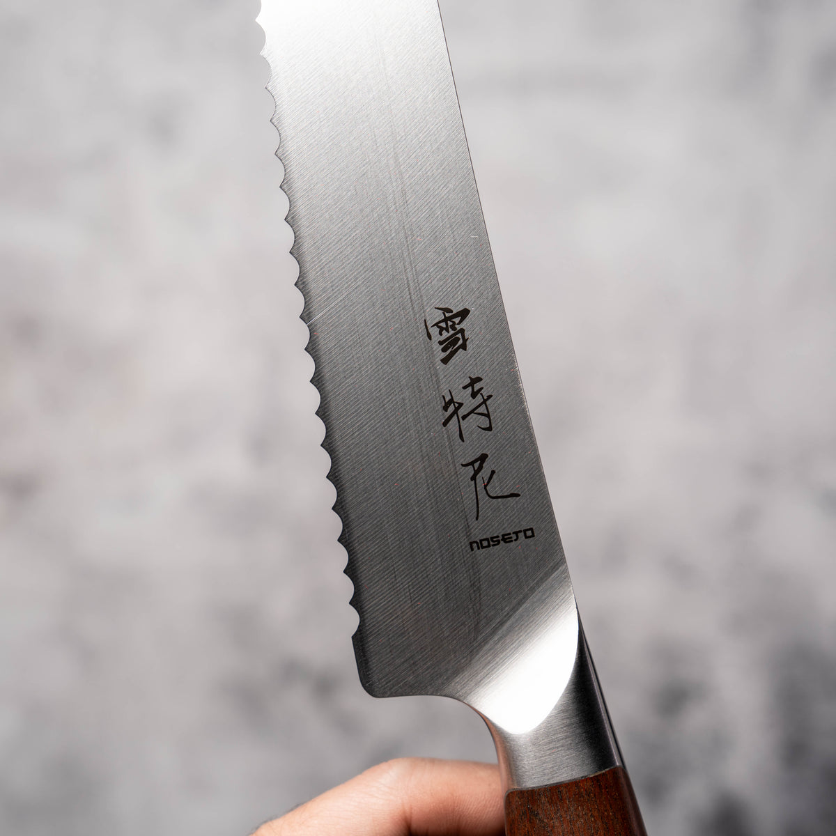 NOSETO German AKA Bread Knife 240mm Stainless Steel High Quality Red Wood Handle