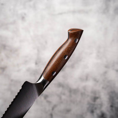 NOSETO German AKA Bread Knife 240mm Stainless Steel High Quality Red Wood Handle