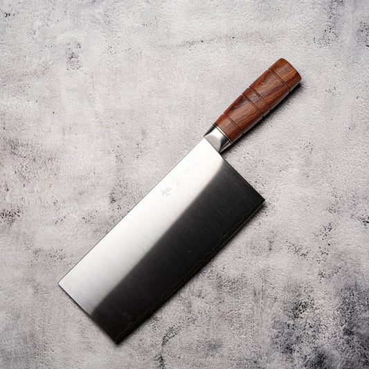 Noseto Hikari Cleaver 210mm 3-Layer 440C Composite Steel with Red Wood Handle