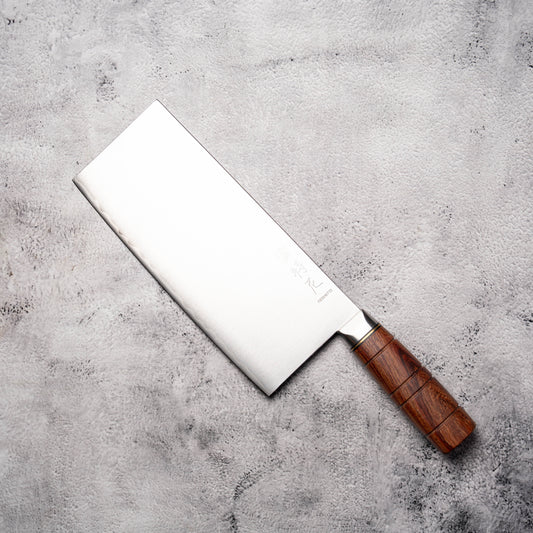 Noseto Hikari Cleaver 210mm 3-Layer 440C Composite Steel with Red Wood Handle