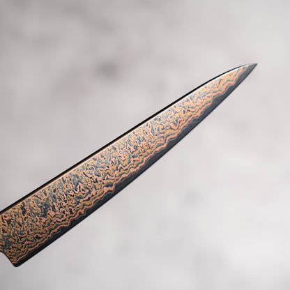 Noseto Tricolour Copper Damascus Petty 135mm 53 Layer Damascus with Padauk Burl Handle