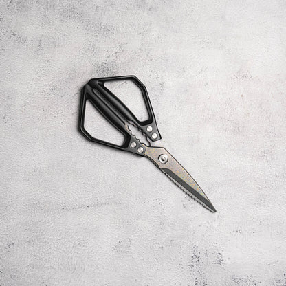 Noseto 119 Layer Damascus Kitchen Scissors – Iridescent Damascus with Black Aluminium Alloy Handle