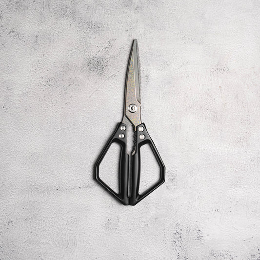 Noseto 119 Layer Damascus Kitchen Scissors – Iridescent Damascus with Black Aluminium Alloy Handle