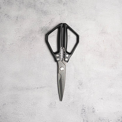 Noseto 119 Layer Damascus Kitchen Scissors – Iridescent Damascus with Black Aluminium Alloy Handle