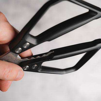 Noseto 119 Layer Damascus Kitchen Scissors – Iridescent Damascus with Black Aluminium Alloy Handle
