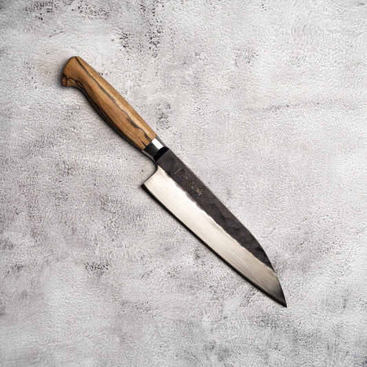 Couteau à lame Gyuto Noseto MD305 en acier poudré 210 mm forgé noir avec manche en bois veiné