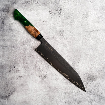 Noseto Arai Gyuto 240mm 3 Layers Black Dyeing MD606 Powder Steel Core with Resin and Stabilization Wood