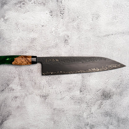 Noseto Arai Gyuto 240mm 3 Layers Black Dyeing MD606 Powder Steel Core with Resin and Stabilization Wood