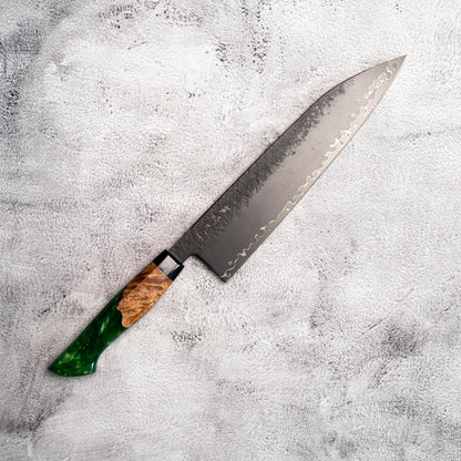 Noseto Arai Gyuto 240mm 3 Layers Black Dyeing MD606 Powder Steel Core with Resin and Stabilization Wood