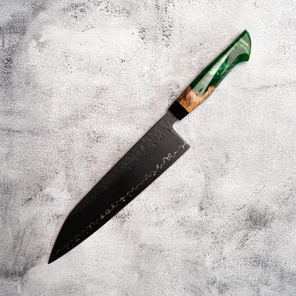Noseto Arai Gyuto 240mm 3 Layers Black Dyeing MD606 Powder Steel Core with Resin and Stabilization Wood