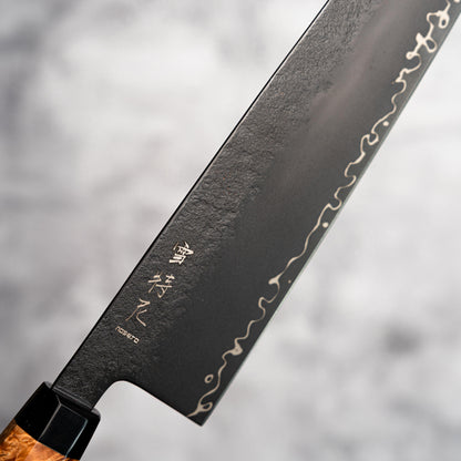 Noseto Arai Gyuto 240mm 3 Layers Black Dyeing MD606 Powder Steel Core with Resin and Stabilization Wood
