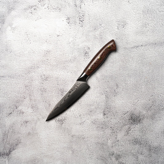 Noseto Toka Petty 135mm 67 layers VG-10 Damascus Steel with Micarta + Copper Rivets Handle