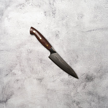 Noseto Toka Petty 135mm 67 layers VG-10 Damascus Steel with Micarta + Copper Rivets Handle