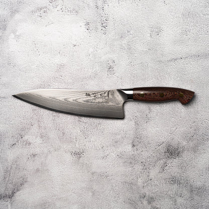 Noseto Toka 210mm Gyuto 67 layers VG-10 Damascus Steel with Micarta + Copper Rivets Handle