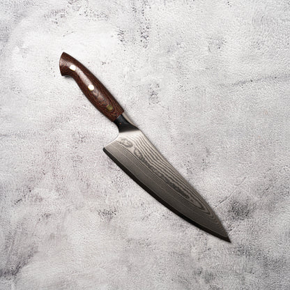 Noseto Toka 210mm Gyuto 67 layers VG-10 Damascus Steel with Micarta + Copper Rivets Handle