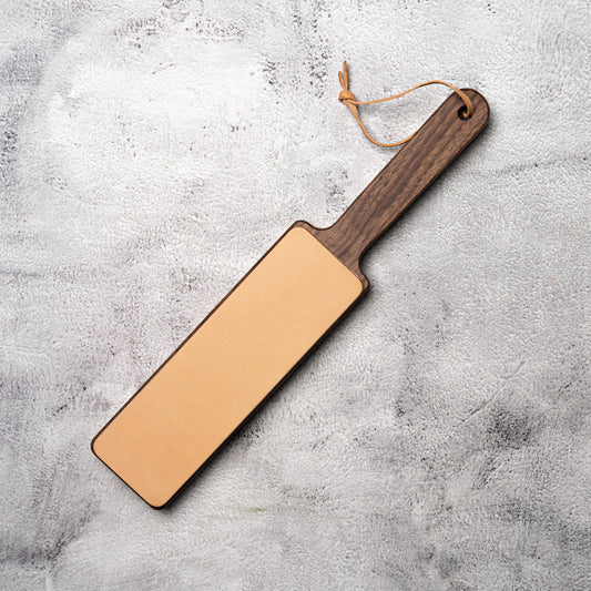 Dual Sided Knife Leather Strop + Compound North American Walnut Wood