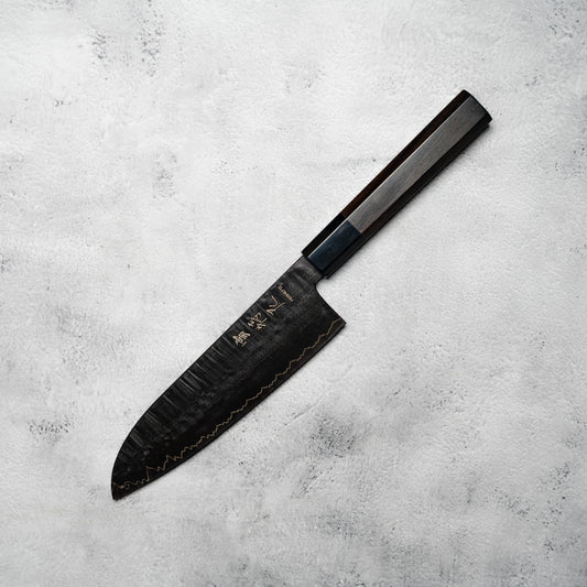 Noseto GAIJIN 180mm Santoku Sanmai VG-10 Ebony & Buffalo Horn Handle