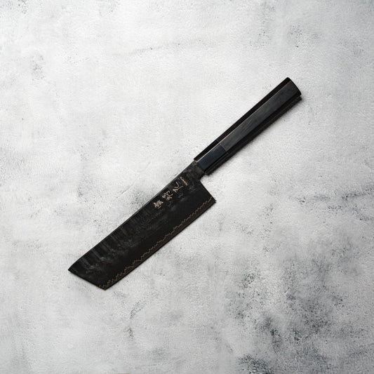 Noseto GAIJIN 180mm Nakiri – Sanmai VG-10 Ebony & Buffalo Horn Handle