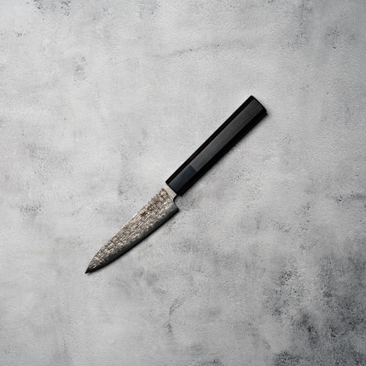 Noseto Kaze Petty 130mm – 67-Layer VG10 Damascus Steel with Ebony & Buffalo Horn Handle