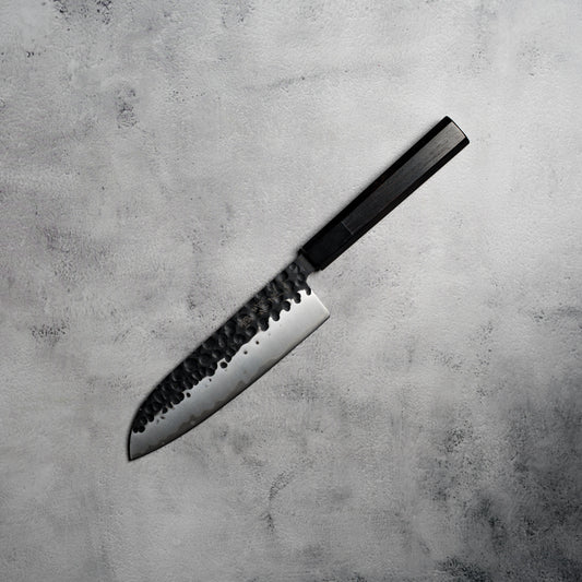 Noseto Kurai Santoku 180mm Sanmai AUS-10 High Carbon Steel with Ebony & Buffalo Horn Handle