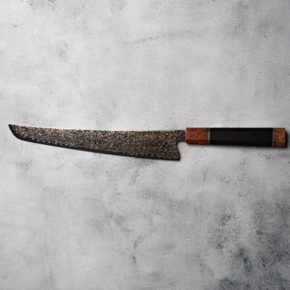 Noseto DMS Sujihiki 240mm 37Layer Tricolour Copper with Burl Knurl & Ebony Handle