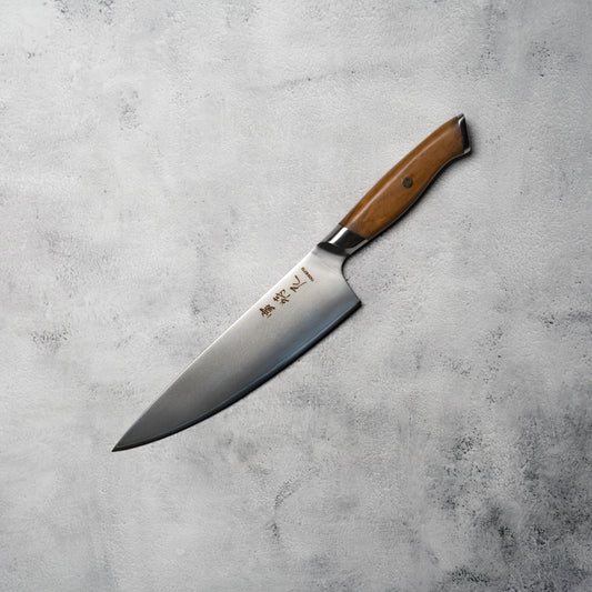 Noseto 3-Layer Cladding AUS-10 Gyuto 210mm Olive Wood Handle