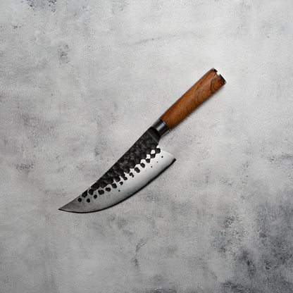 Kazan Slaughter Knife 175mm Forged 3-Layer Steel Rose Wood Handle