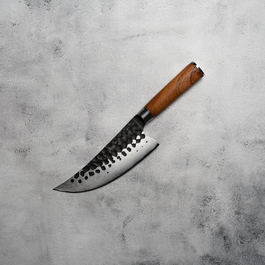 Kazan Slaughter Knife 175mm Forged 3-Layer Steel Rose Wood Handle