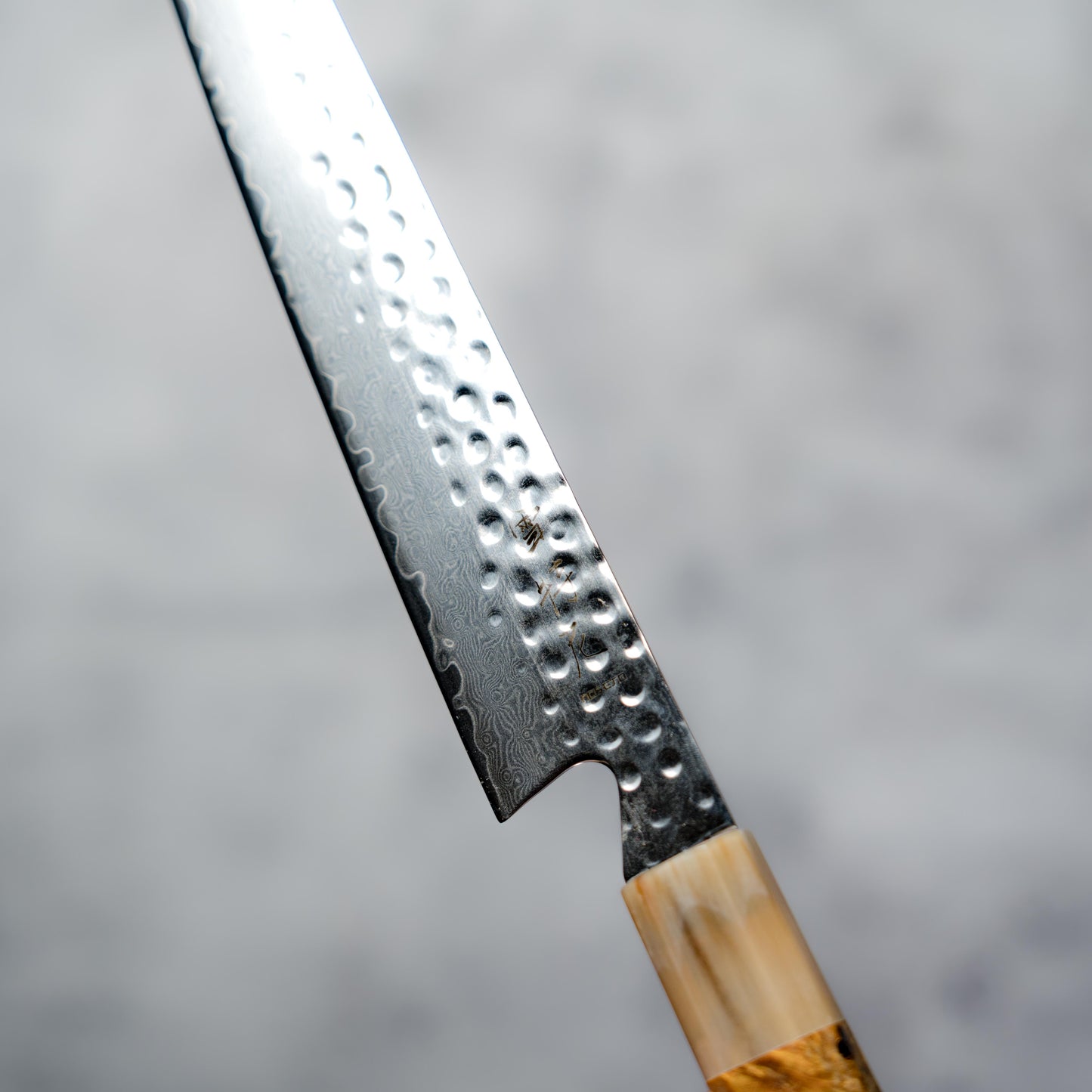 Noseto Tana 270mm Sakimaru VG-10 Damascus Slicing Knife with Stabilized Burl & White Buffalo Horn