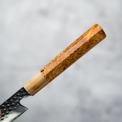 Noseto Tana 270mm Sakimaru VG-10 Damascus Slicing Knife with Stabilized Burl & White Buffalo Horn