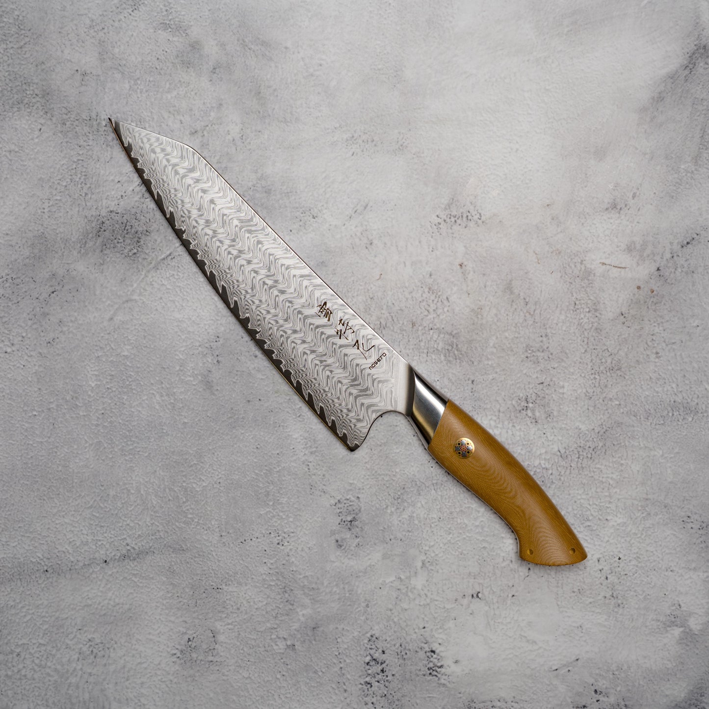 Noseto Mori Chef Knife Gyuto 210mm 73-Layer Powder Steel Core with Linen Micarta