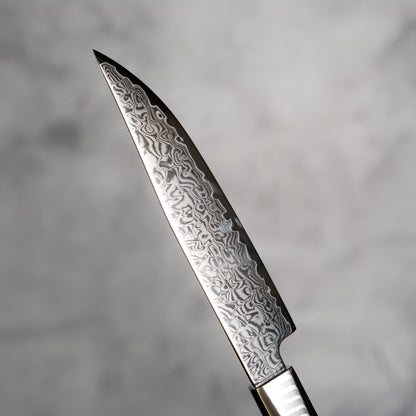 Noseto Damascus Steel Ebony Wood Handle Steak Knife and Fork Set New Cutlery