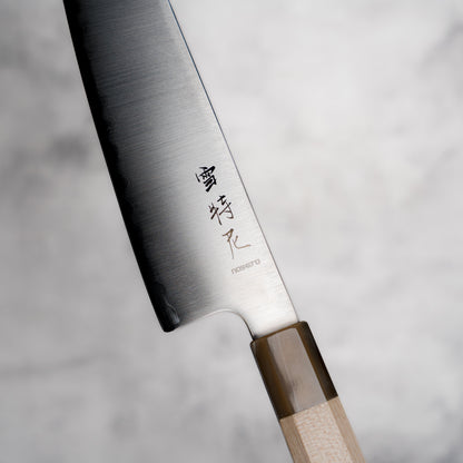 Noseto Aogami no.2 210mm Kiritsuke Sanmai with Horn and Maple Handle