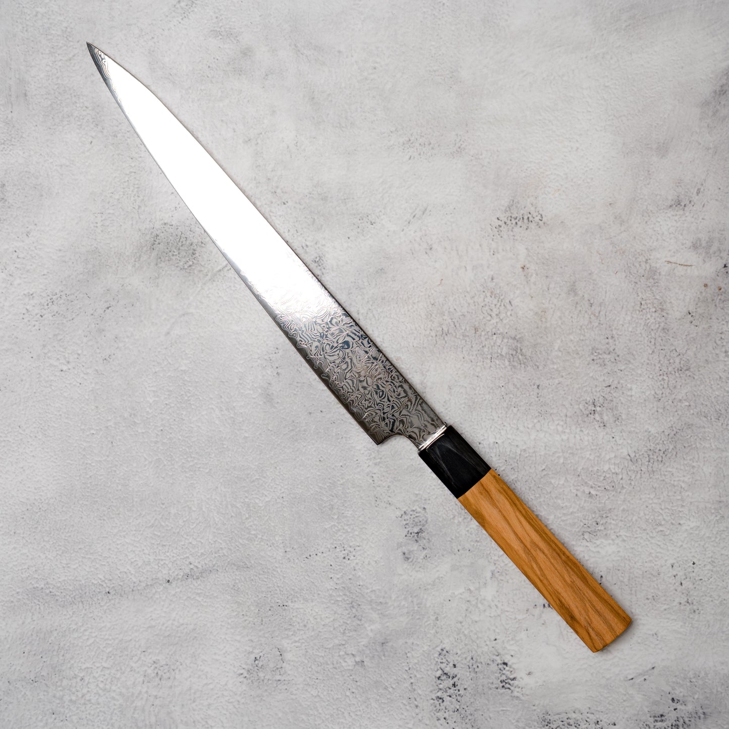 Noseto Nato Sujihiki 240mm AUS10 67 Layers Damascus with Olive wood Buffalo Horn