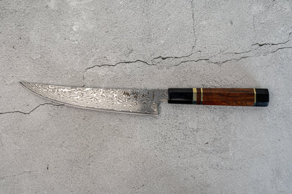 Couteau à fileter Noseto Kaji 210 mm, noyau en acier Damas VG-10, 67 couches de cornes de buffle, bois de fer