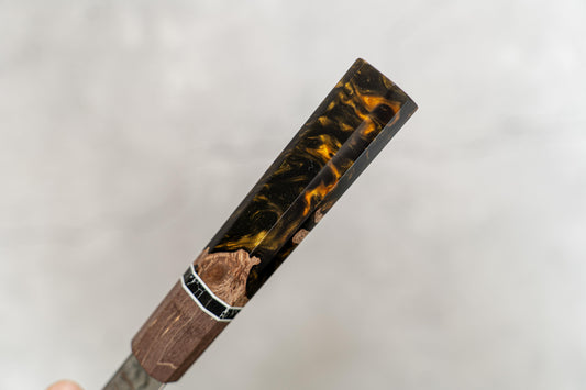 Couteau à lame martelée Noseto Brown VG-10 67 couches 150 mm Petit Damas Manche en résine Bois