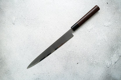Couteau japonais Jikko White Steel n° 2 Sujihiki, manche Shitan, 240 mm