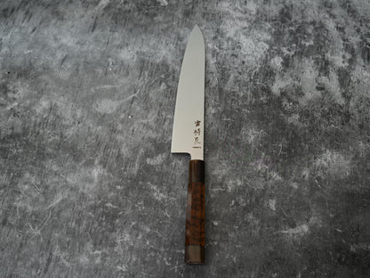 Noseto Hudo 240 mm Gyuto finition miroir VG10 simple acier avec bois de serpent et pierre blanche