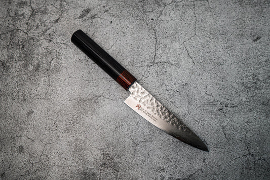 Petit couteau japonais Santoku Iseya VG10 Damas 135 mm