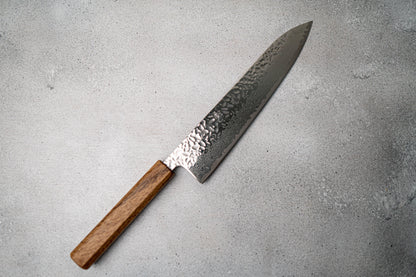 Seisuke Tsukikage AUS10 Migaki Finished Hammered Damascus Gyuto Japanese Knife 210mm Oak Handle