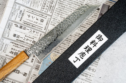 Seisuke Tsukikage AUS10 Migaki Finished Hammered Damascus Gyuto Japanese Knife 210mm Oak Handle